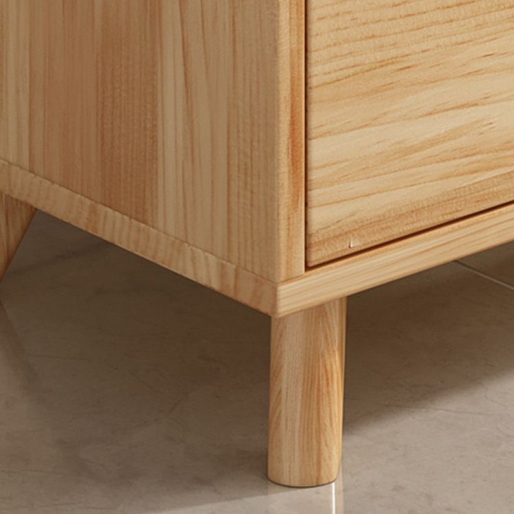 Rectangle Contemporary Natural Cabinet with Glass Doors and Drawers