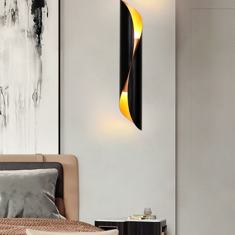 Curved Wall Lighting Fixtures Modern Style 2-Lights Metal Lighting Sconce for Restaurant