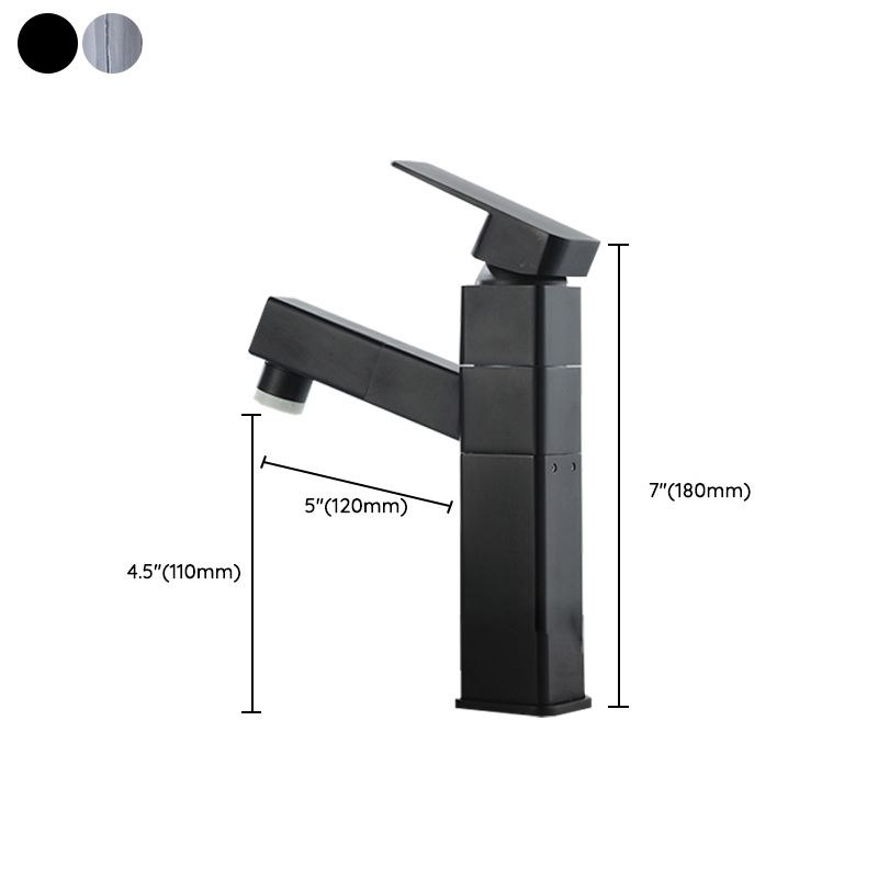Modern Bathroom Vessel Faucet Swivel Spout Single Handle Faucet with Pull down Sprayer