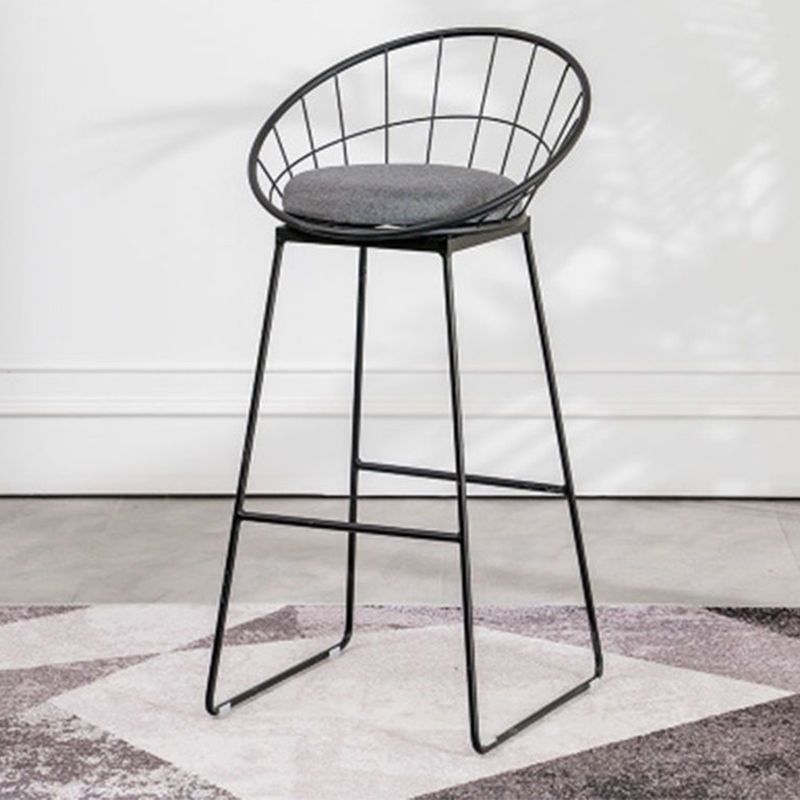 Metal Armless Bar Stool Low Back Dining Stool with Metal Base