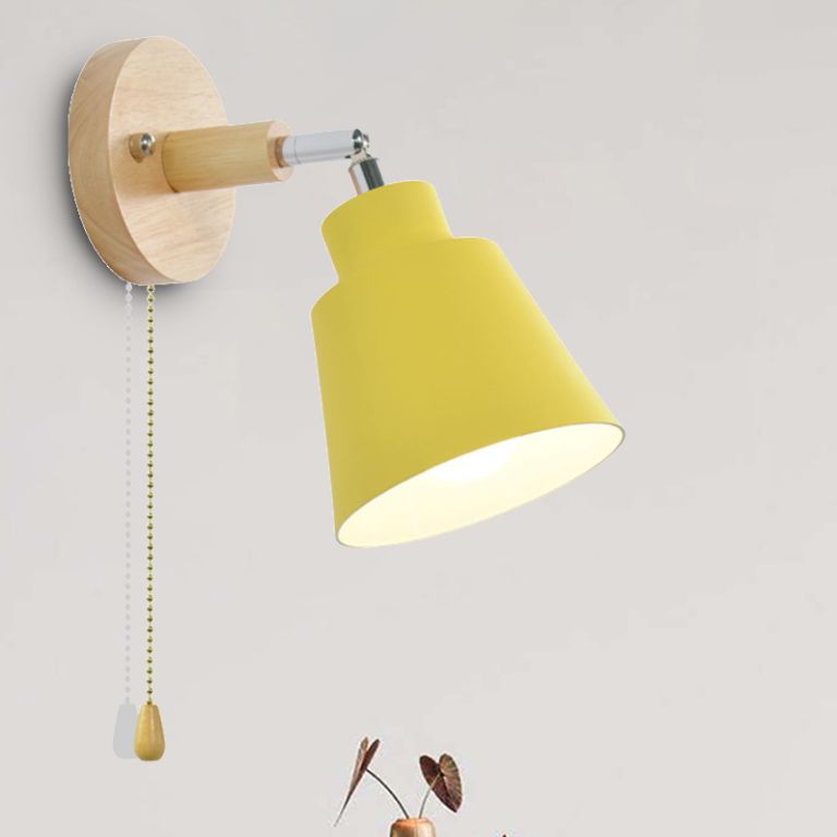 1-Light Unique Shade Wall Sconce Modren Nordic Macarons Style Metal Wall Lighting in White and Green