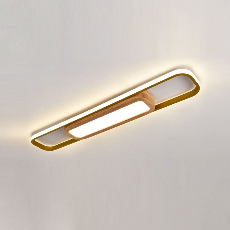 Luminaires de plafond affleurants modernes, plafonnier en bois pour salon