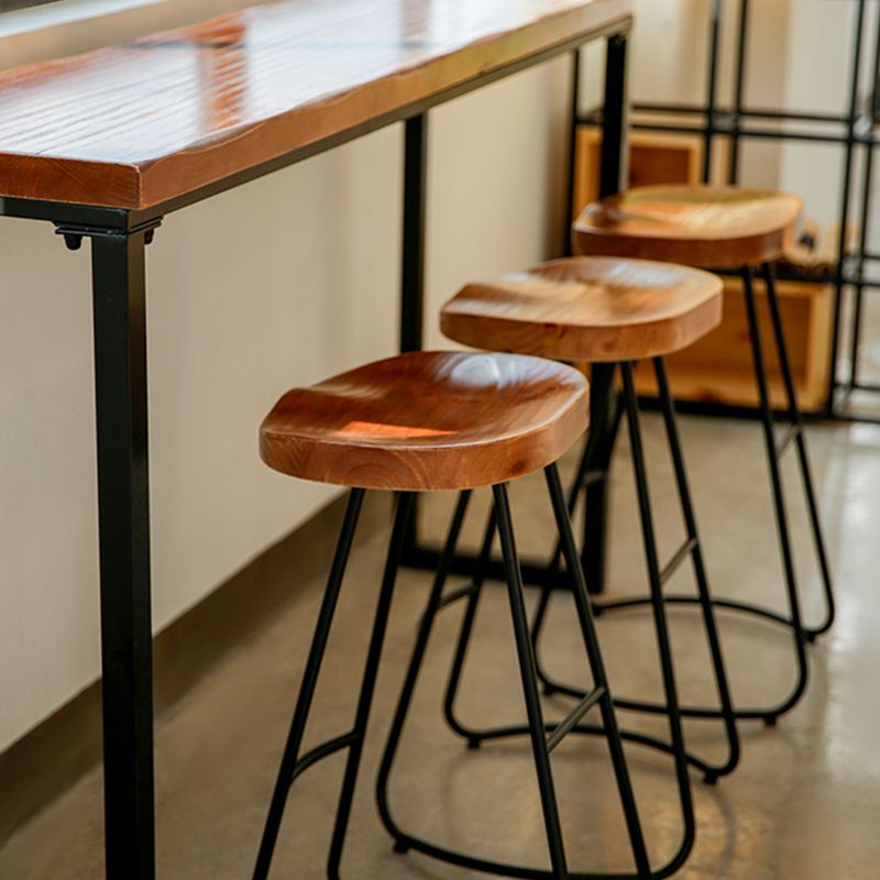 Industrial Bar Height Table Solid Wood Top Bistro Bar Table with Trestle Base