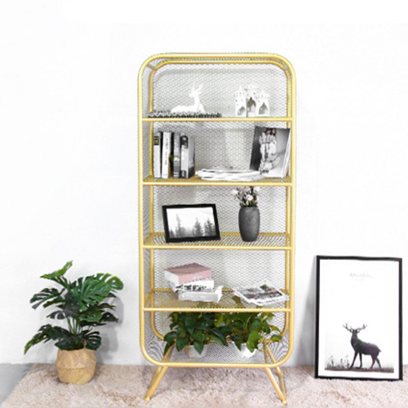 Light Luxury Metal Bookcase Shelf Closed Back Bookcase for Study Room
