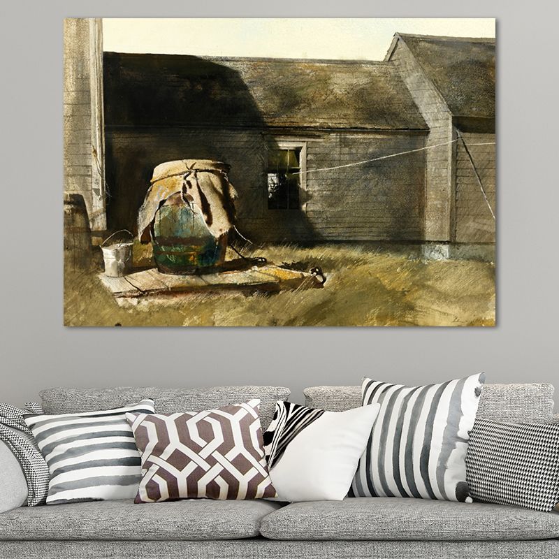 Kitchenware Canvas Art Textured Farmhouse Style Family Room Painting in Dark Color
