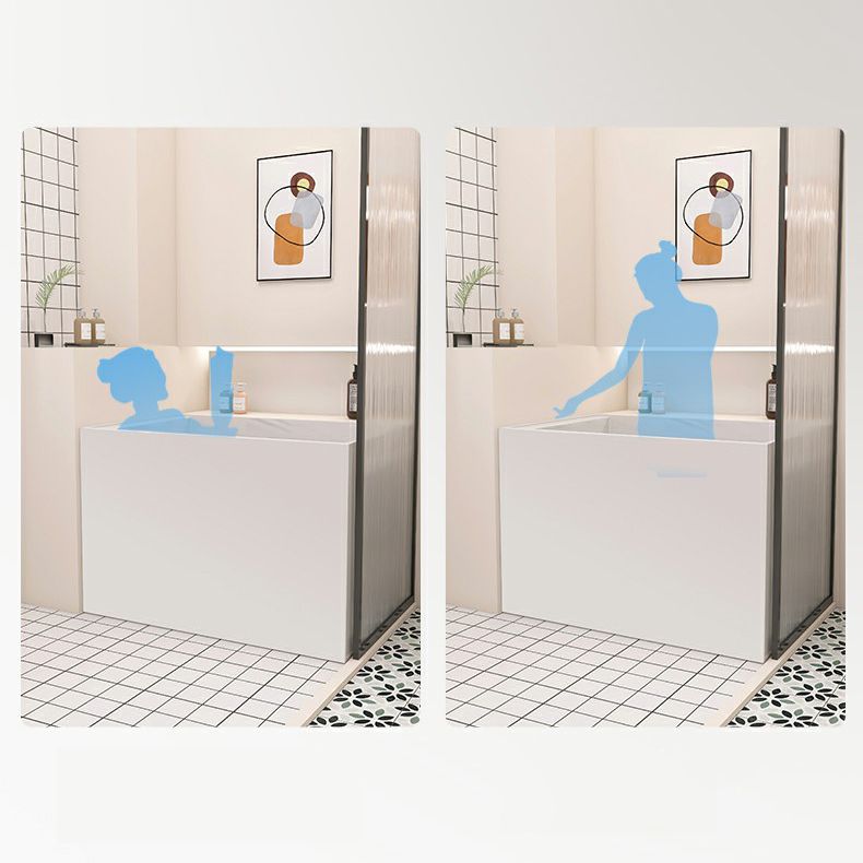 Back to Wall Freestanding Bathtub Modern Rectangular Acrylic Bathtub