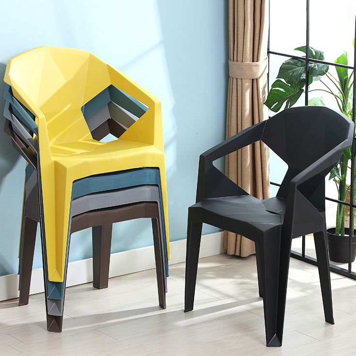 Silla de comedor de plástico de estilo contemporáneo, sillas laterales apilables con brazo de comedor para cocina