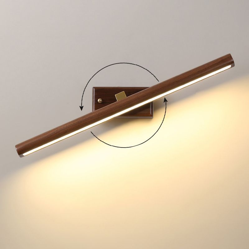 Estilo nórdico de pared lineal pared mate acrílico batio led tocador de tocador en madera oscura