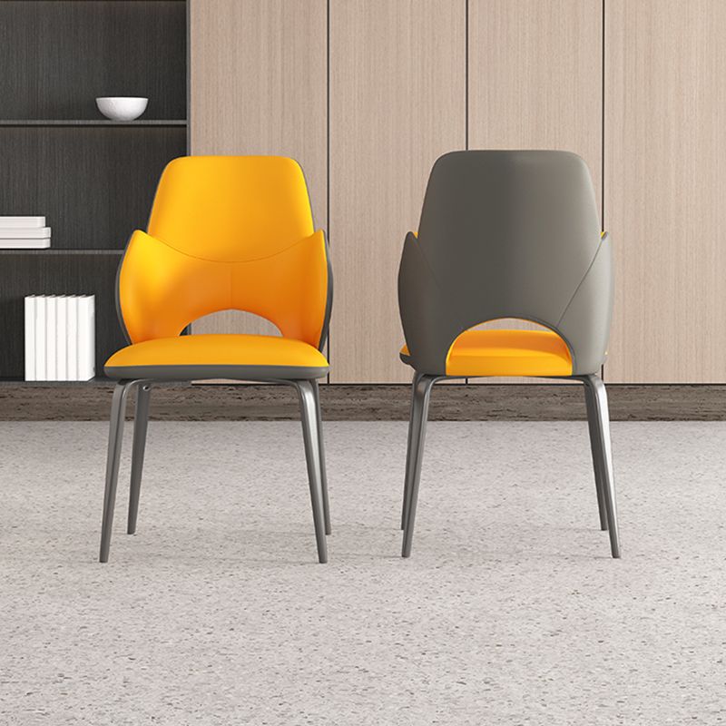 Modern Arm Chair Faux Leather Open Back Dining Room Chair for Kitchen