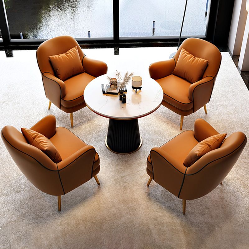Contemporary Pillow Back Chair Recessed Arms Pillow Back ArmChair