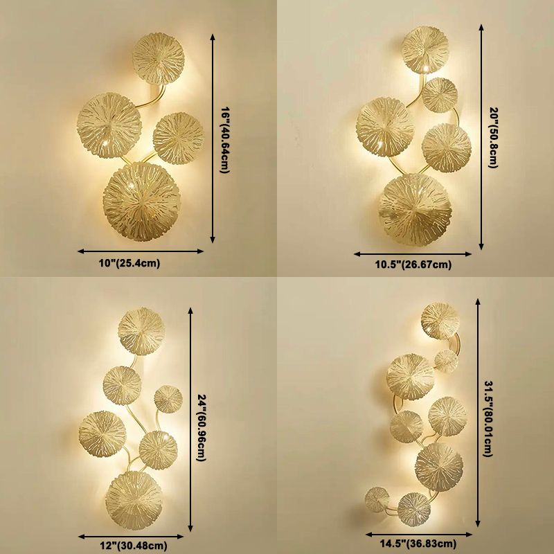 Metal Gold Wall Lamp in Modern Creative Style Stainless-Steel Lotus Shape Wall Sconce for Bedroom