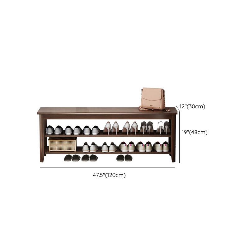 Modern Entryway Bench Wooden Seating Bench with Shelves , 12 inch W