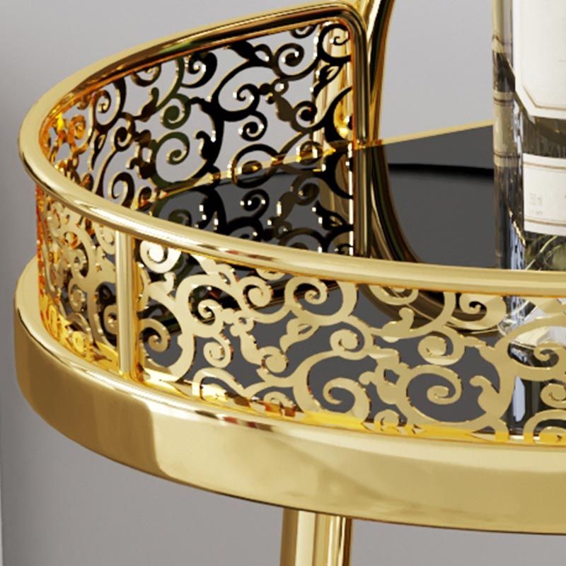 Contemporary Oval Glass Prep Table 32.28"H Rolling Prep Table for Dining Room