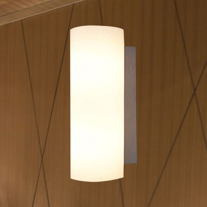 Cylindrical Bedroom Sconce Lighting White Glass 1 Light Modernist Wall Mount Light