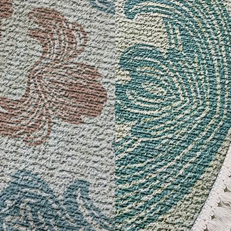 Rund traditioneller Teppich mehrfarbiger Teppichpolyester Nicht-Rutsch-Rückschlagteppich für Wohnzimmer