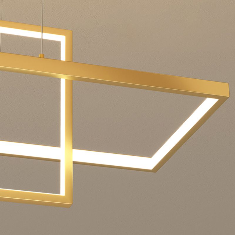 Rectangle Island Lighting Modernism Metal Pendant Light Fixture for Dining Room