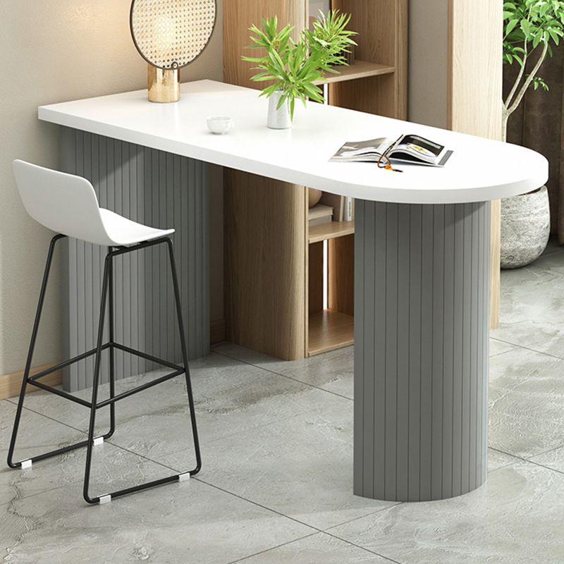 Modern White Bar Height Table Specialty Bar Wine Table with Double Pedestal
