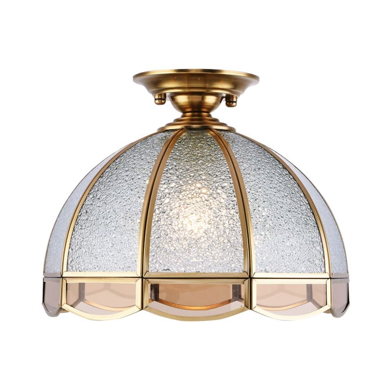 Tradizione cupola semifulò illuminazione a montaggio vetro acqua trasparente 1 lampadina a soffitto per corridoio