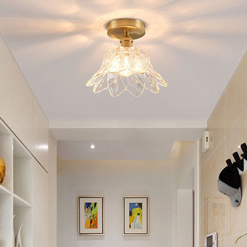 Modern Ceiling Mount Light 1-Light Ceiling Light with Glass Shade for Bedroom