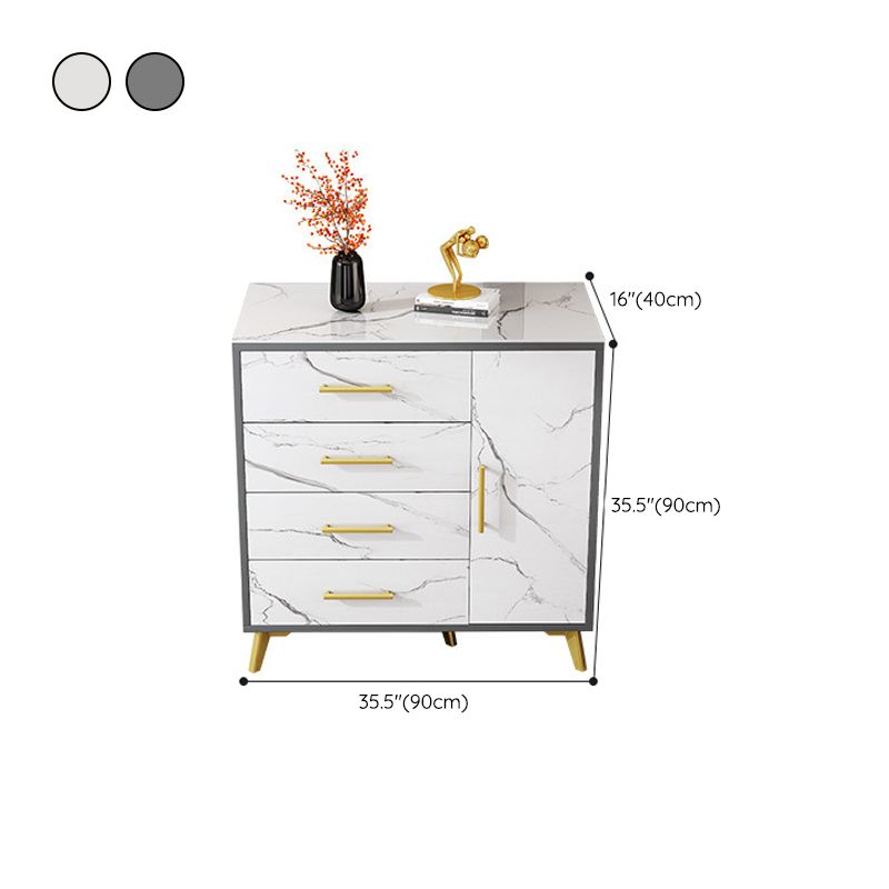 16" Wide Glam Storage Chest Stone Bedroom Chest in White with Drawers