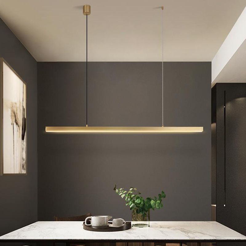 Gold Island Light 1-Light LED Island Hanging Lamp with Acrylic Shade for Living Room