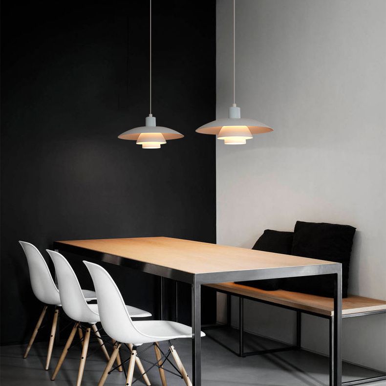 15 Inches Wide Nordic Style Simplicity Hanging Light Single Bulb UFO Shaped Creative Suspension Lamp in Pure White