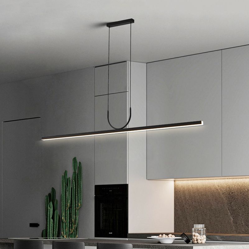 Linear 1 - Light LED Ceiling Pendant Fixture in Dark Black Aluminum Kitchen Island Fixture