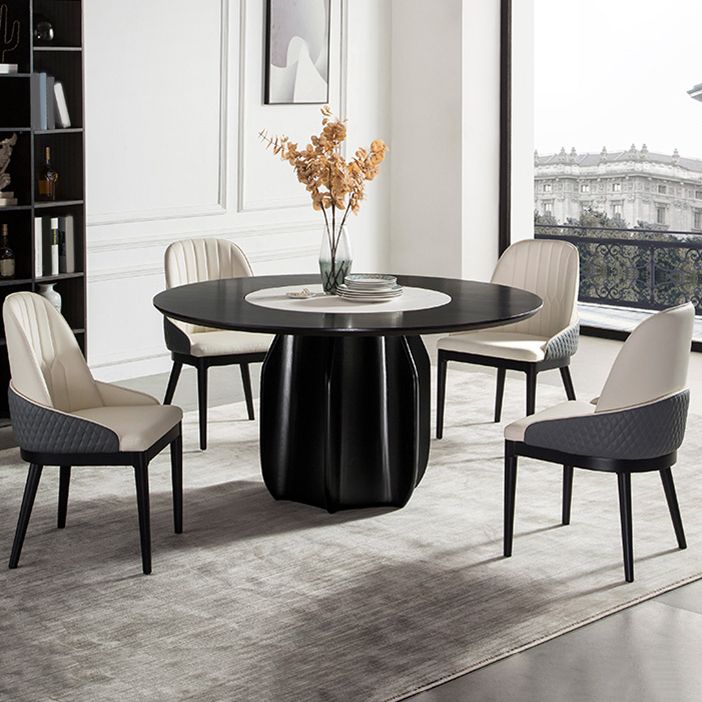 Solid Wood Dining Table Set 1/4/5/7 Pcs Pedestal Dining Table with Upholstered Chairs