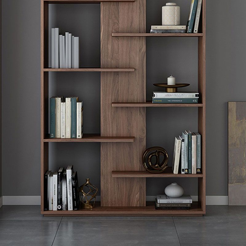 Contemporary Open Back Standard Bookshelf Wood Bookcase with Shelves