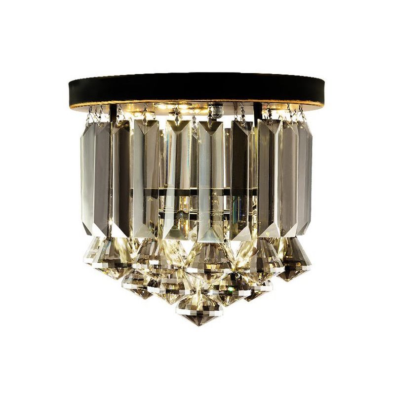 Smoke Gray Crystal Round Flushmount Simple 1 Bulb Hallway Ceiling Flush Mount Light