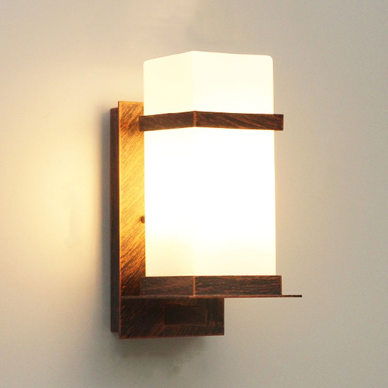 Modern de pared de metal, forma cuboidal de forma Cuboides con sombra de vidrio blanco para el aire libre