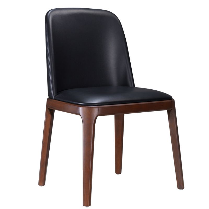 Contemporary Kitchen Wood Dining Chair PU Leather Side Chair