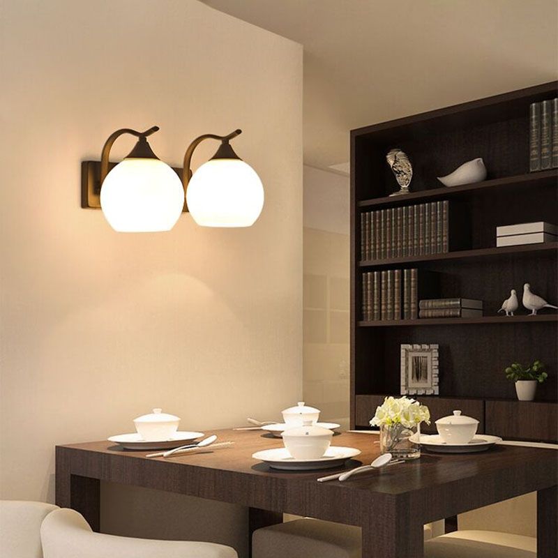 Global Wall Light Sconce Minimalist Glass Black Wall Lighting Fixture for Living Room