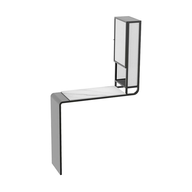 Glam Rectangle Bar Dining Table Stone Top and Metal Frame Bar Table