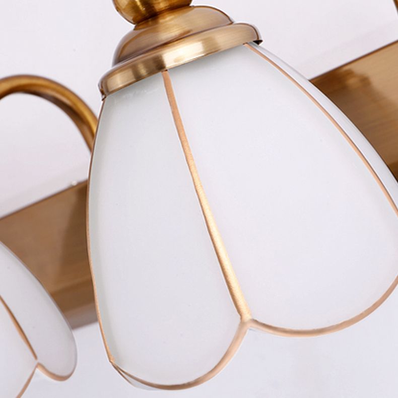 Tazón de vidrio iluminación de pared de estilo americano lámpara de luz de pared múltiples en latón