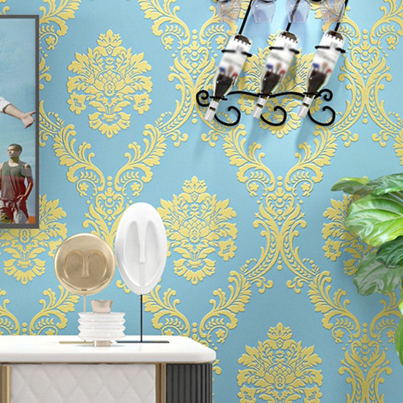 Medallion Damask Wallpaper Roll Luxe 3D Embossed Wall Decor in Bright Color, 54.2-sq ft