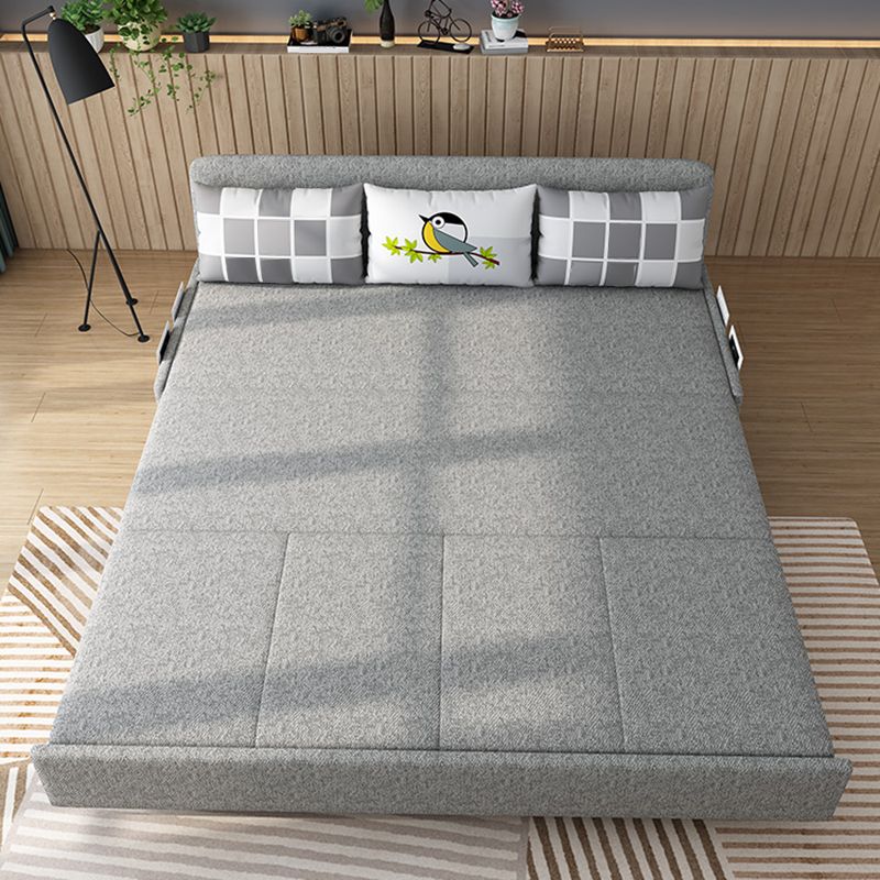 Contemporary Armless Cotton Blend Sofa Bed in Grey with Storage
