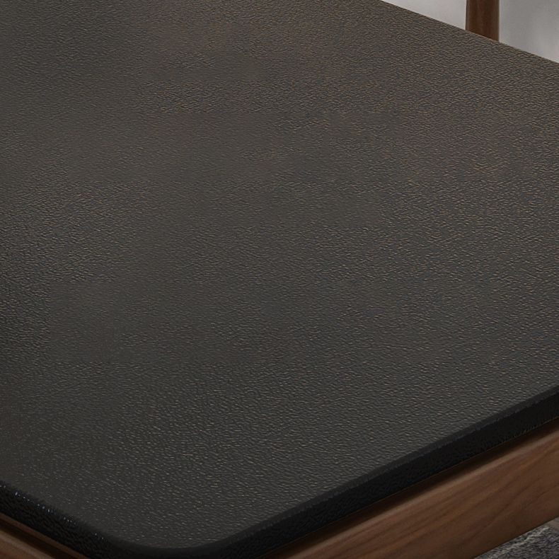 Rectangle Stone Top Table Mid-Century Modern Dining Table with 4 Wood Legs