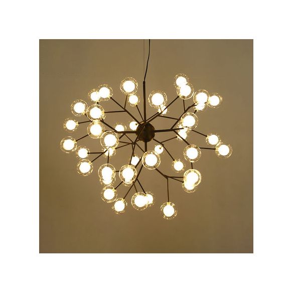 Branching Chandelier Light with Clear Glass Ball Shade Modern Style 9/27 Bulbs Black/White Ceiling Light Fixture