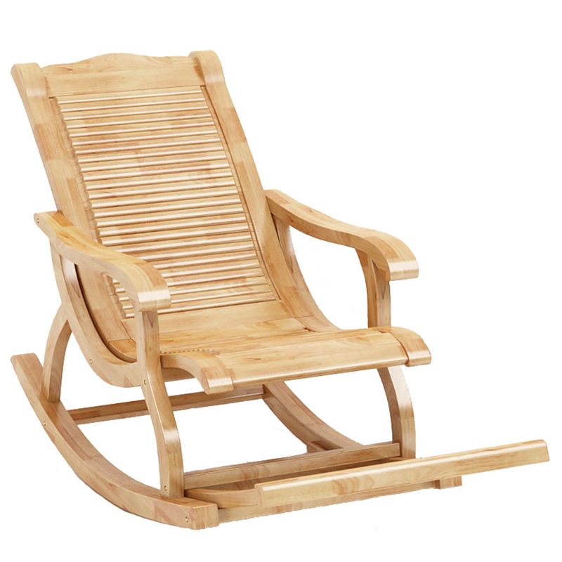 Traditional Rocking Chair Rubber Wood Trapezoidal Back Indoor Rocking Chair