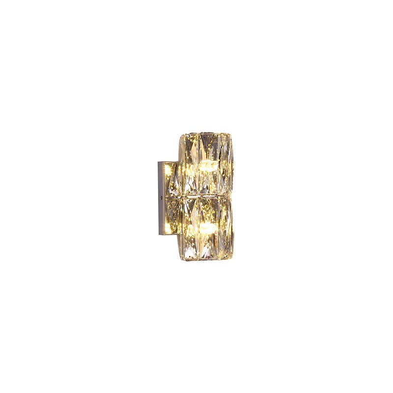 Light Luxury Metal Wall Light Rectangle Shape Wall Lamp with Crystal Shade for Bedroom