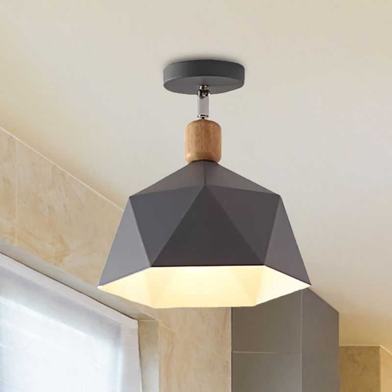 Luz de montaje en techo hexagonal de Metal, Macaron ajustable, 1 cabezal, luz de techo de montaje semiempotrado gris/blanco/verde para pasillo