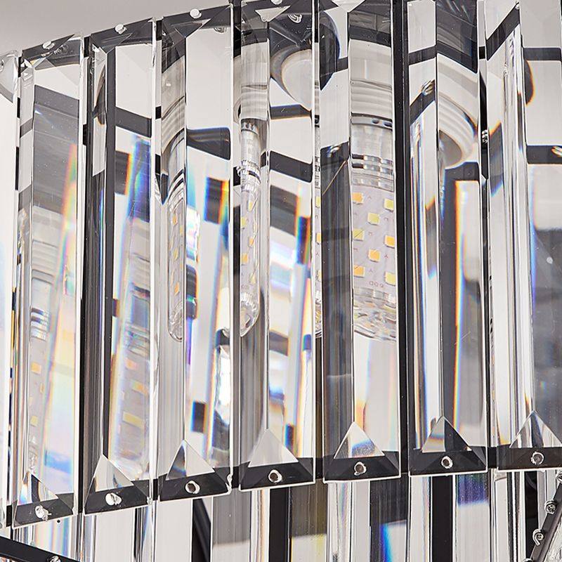 Plafonnement géométrique Fixture monté modernisme Tiège en cristal à trois côtés 3 têtes noires rincer en lumière blanche