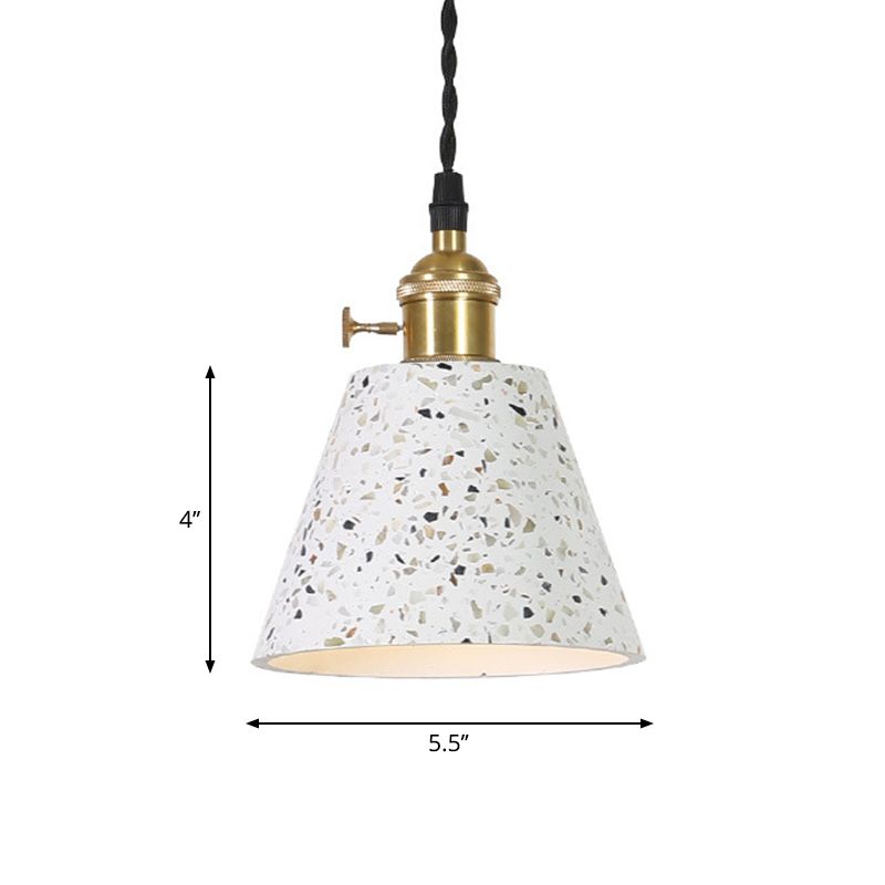 Nordique 1-Bulb Pendentif suspendu disque blanc / cône / cylindre Éclairage de suspension avec ombre en terrazzo