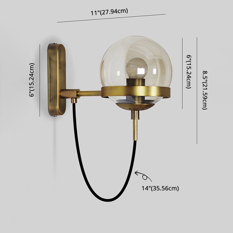 Modern Minimalist Style Globe Wall Lighting Ideas Glass 1 Light Wall Lamps for Living Room