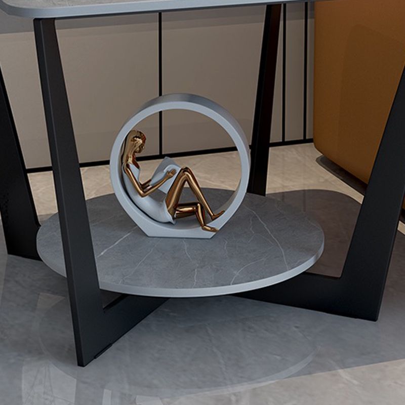 Modern Square Side Table Slate Sofa Corner Table with Storage