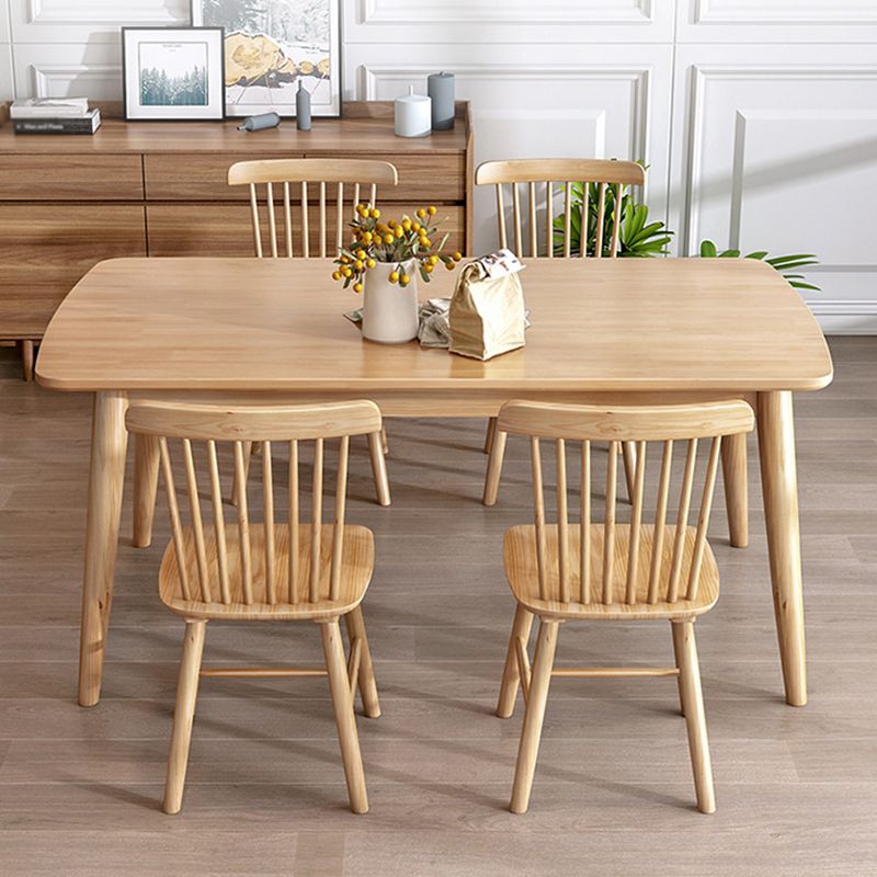 Minimalist Style Solid Wood Top Dining Table Set of Rectangle Shape Formal Dinette Set