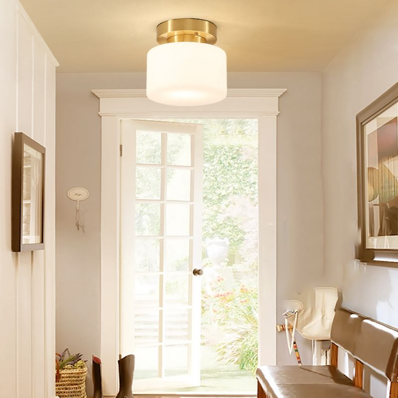 Glass Shaded Close to Ceiling Lighting Fixture Minimalist Ceiling Mount Lamp