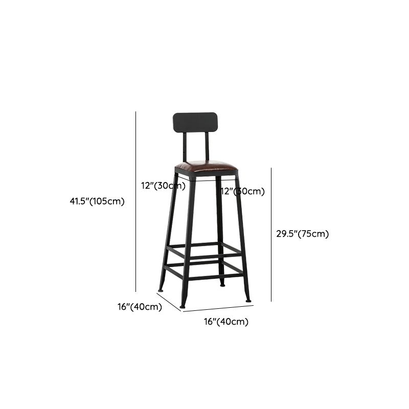 Faux Leather Dining Stools Upholstered Bar Stools with Footrest