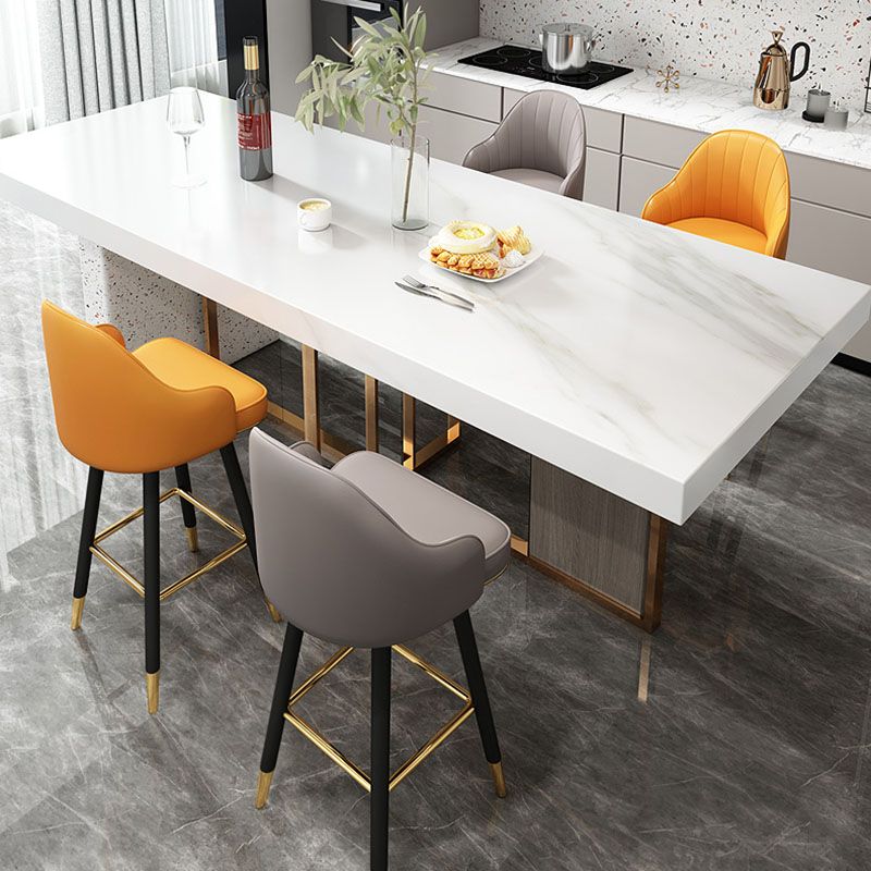 Scandinavian Armed Swivel Barstool Matte Finish Leather Stool